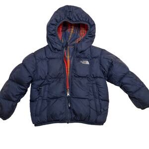 The North Face Reversible Puffer Coat sz 2T Plaid North Face Hooded Down Coat